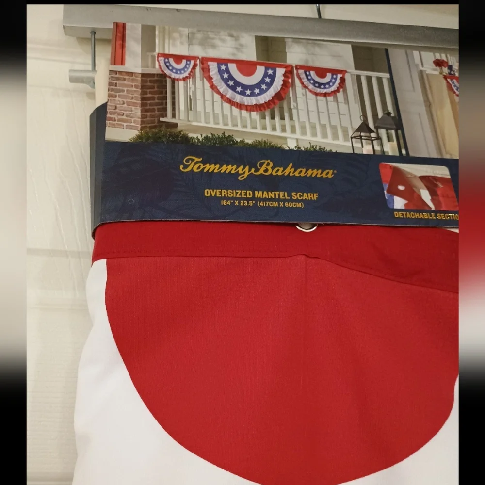 6 PIECE Tommy Bahama Patriotic Flag Bunting 4th July NEW - Picture 2 of 3
